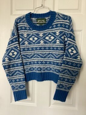 Blue Fair Isle Wool Sweater
